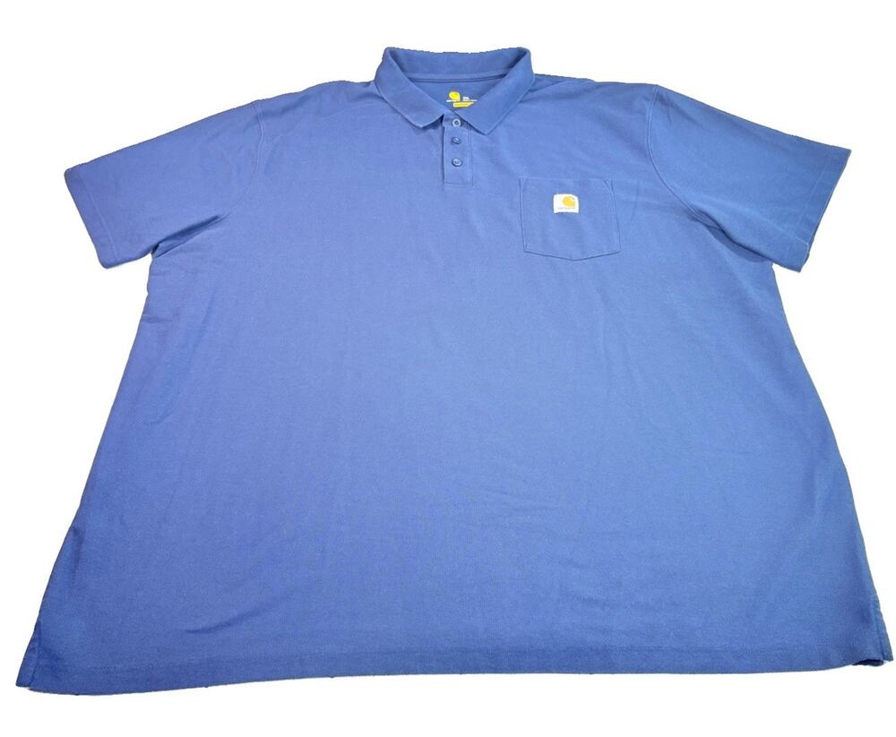Carhartt Men’s Polo Shirt Logo Pocket Original Fit Short Sleeve Navy Size 4XL - Picture 1 of 6